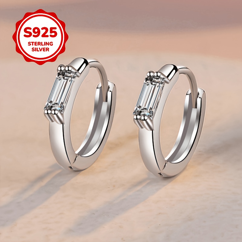 925 Sterling Silver Hypoallergenic Rectangular Stud Earrings